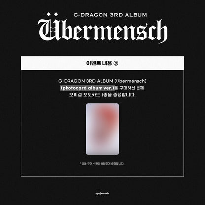 (PREVENTA) G-DRAGON - 3RD ALBUM [Übermensch] + APPLEMUSIC GIFT