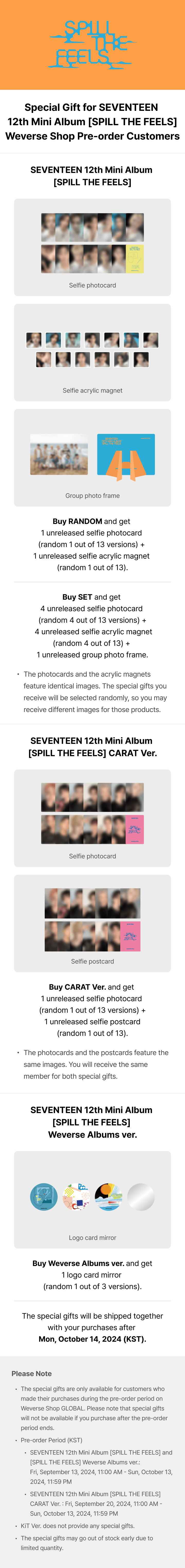 SEVENTEEN - 12th Mini Album [SPILL THE FEELS] + WEVERSE GIFT