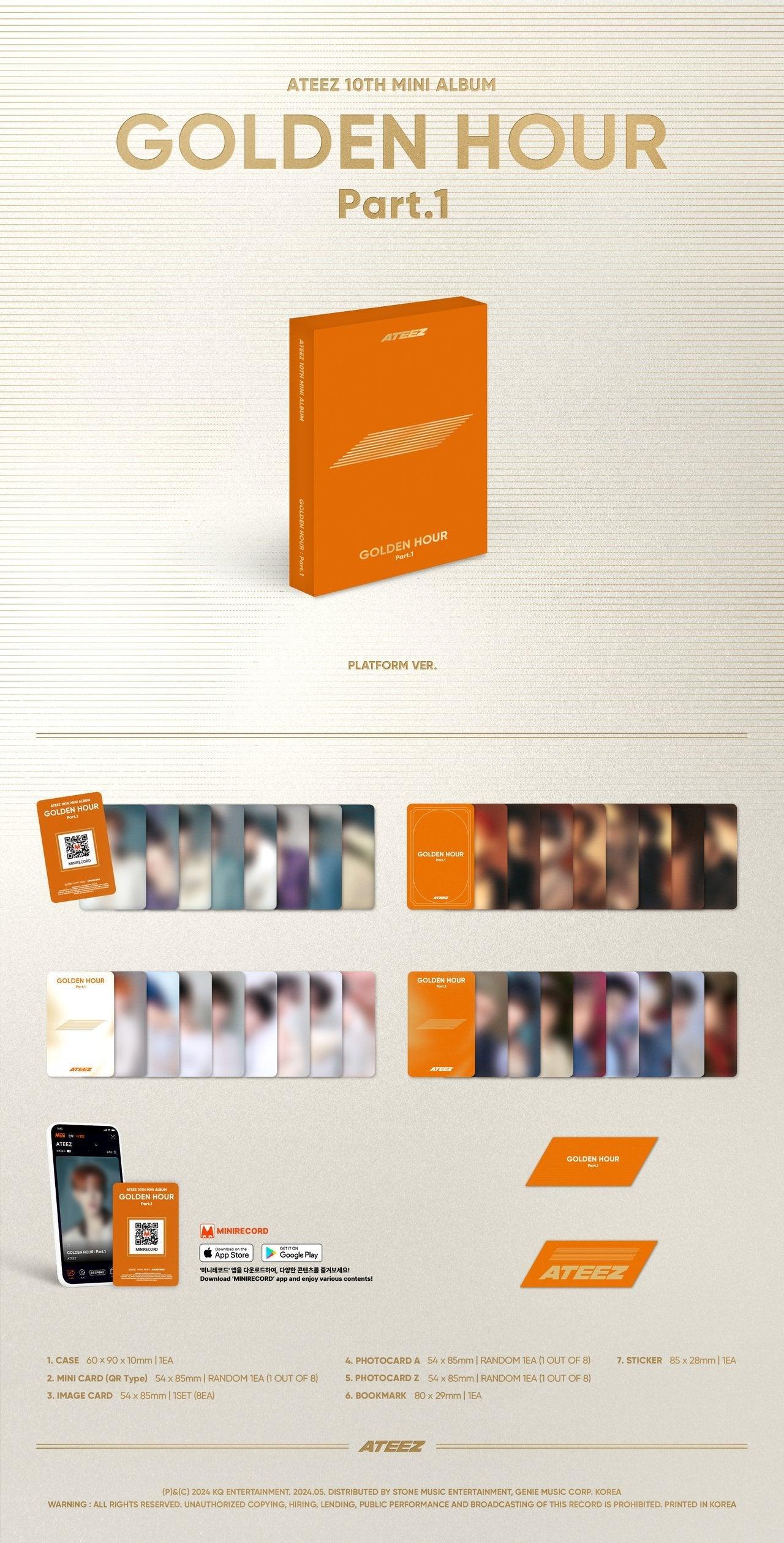 ATEEZ - GOLDEN HOUR : Part.1 (PLATAFORM VER.) / (POCAALBUM VER.) + KQ ATEEZ SHOP GIFT - K-POP WORLD