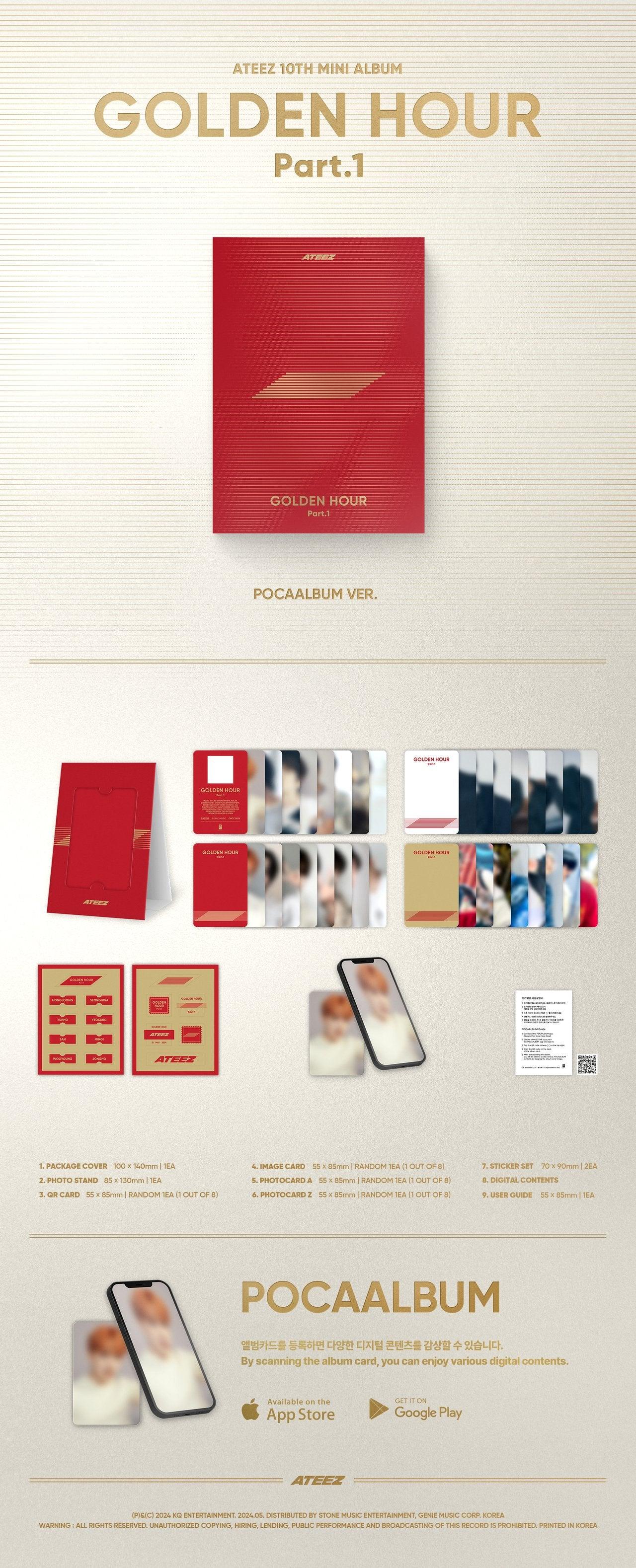 ATEEZ - GOLDEN HOUR : Part.1 (PLATAFORM VER.) / (POCAALBUM VER.) + KQ ATEEZ SHOP GIFT - K-POP WORLD