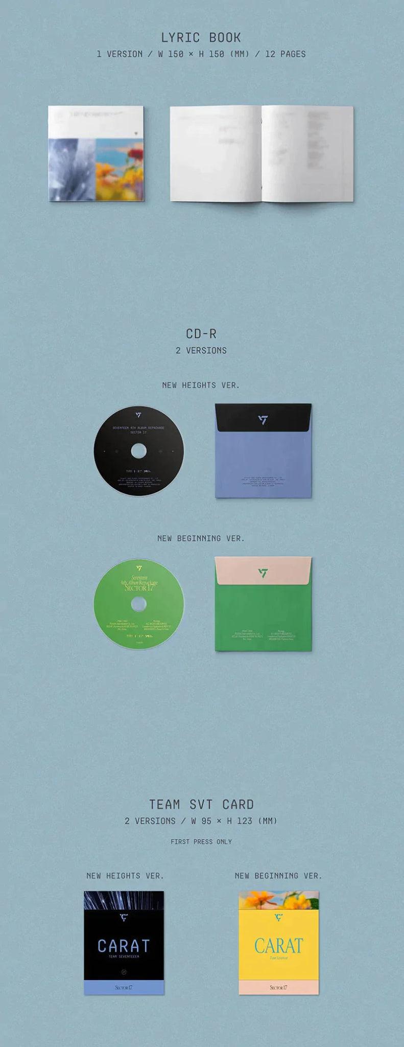 SEVENTEEN - 4TH ALBUM REPACKAGE SECTOR 17 + 3 PHOTOCARDS + POSTER - K-POP WORLD (6766576009351)