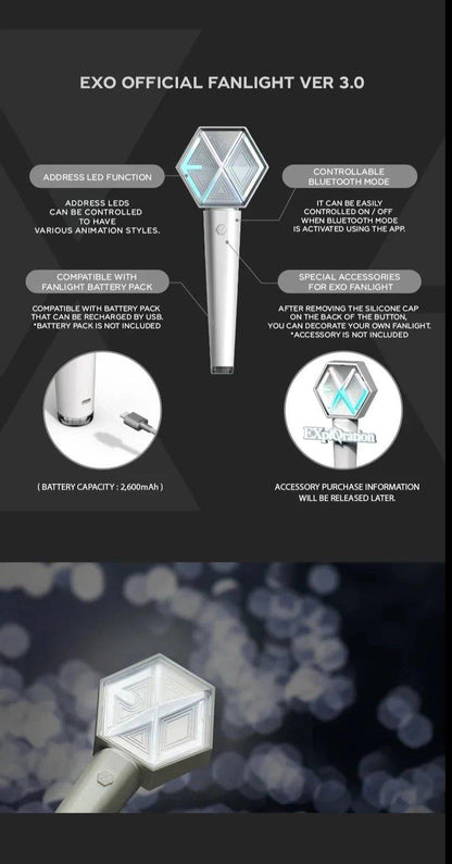 (SOBREPEDIDO) EXO - OFFICIAL LIGHT STICK VER 3.0 - K-POP WORLD (7424957317255)