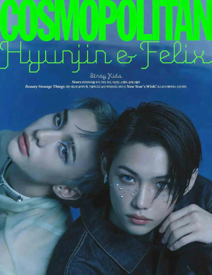 STRAY KIDS HYUNJIN & FELIX COVER COSMOPOLITAN MAGAZINE 2023 JANUARY ISSUE - K-POP WORLD (6869500362887)